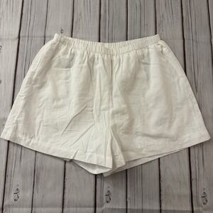 Commense White Elastic Waist Shorts Women's Large Lightweight Casual Summer